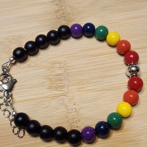 Hand Crafted LGBTQ+ Beaded Bracelet Rainbow Pride Red Orange Yellow Green Blue